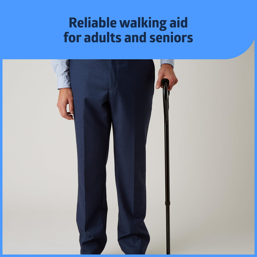 Medline Aluminum Offset Walking Cane for Seniors & Adults is Portable and Lightweight for Balance, Knee Injuries, Mobility & Leg Surgery Recovery, Black