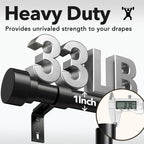 IFELS Heavy Duty Curtain Rods for Windows 66 to 120 Inch, 1 Inch Adjustable Black Curtain Rod Set with Easy Installation and Modern Design (A1,Black,30-120")