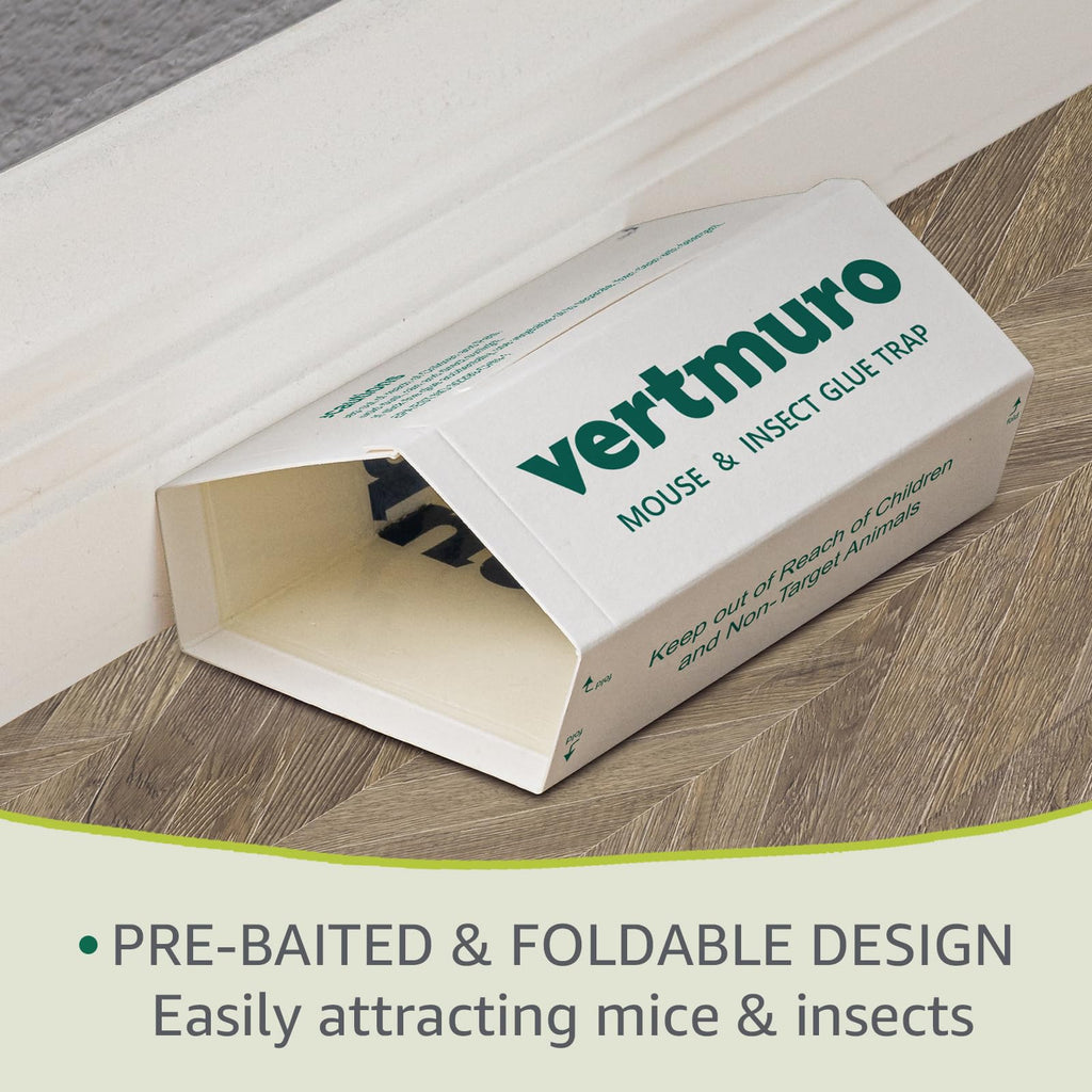 vertmuro Mouse Glue Traps, 12 Pack Rat & Pest Glue Scented Sticky Trap, Foldable Bulk Non-Toxic Indoor Mouse Glue Boards for Rodents and Insects, Easy to Use Pest Control, Green