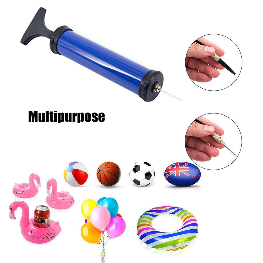 Portable Ball Pump, Air Pump, Hand Pump Inflator Kit with 4 Needles 2 Nozzle 1 Extension Hose for Basketball Football Volleyball Soccer - Blue