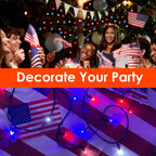 200 LED Red White and Blue Christmas String Lights Outdoor Indoor, 66FT Twinkle Lights Extendable Green Wire Waterproof for 4th of July Independence Day Memorial Day Xmas Tree Party Decorations