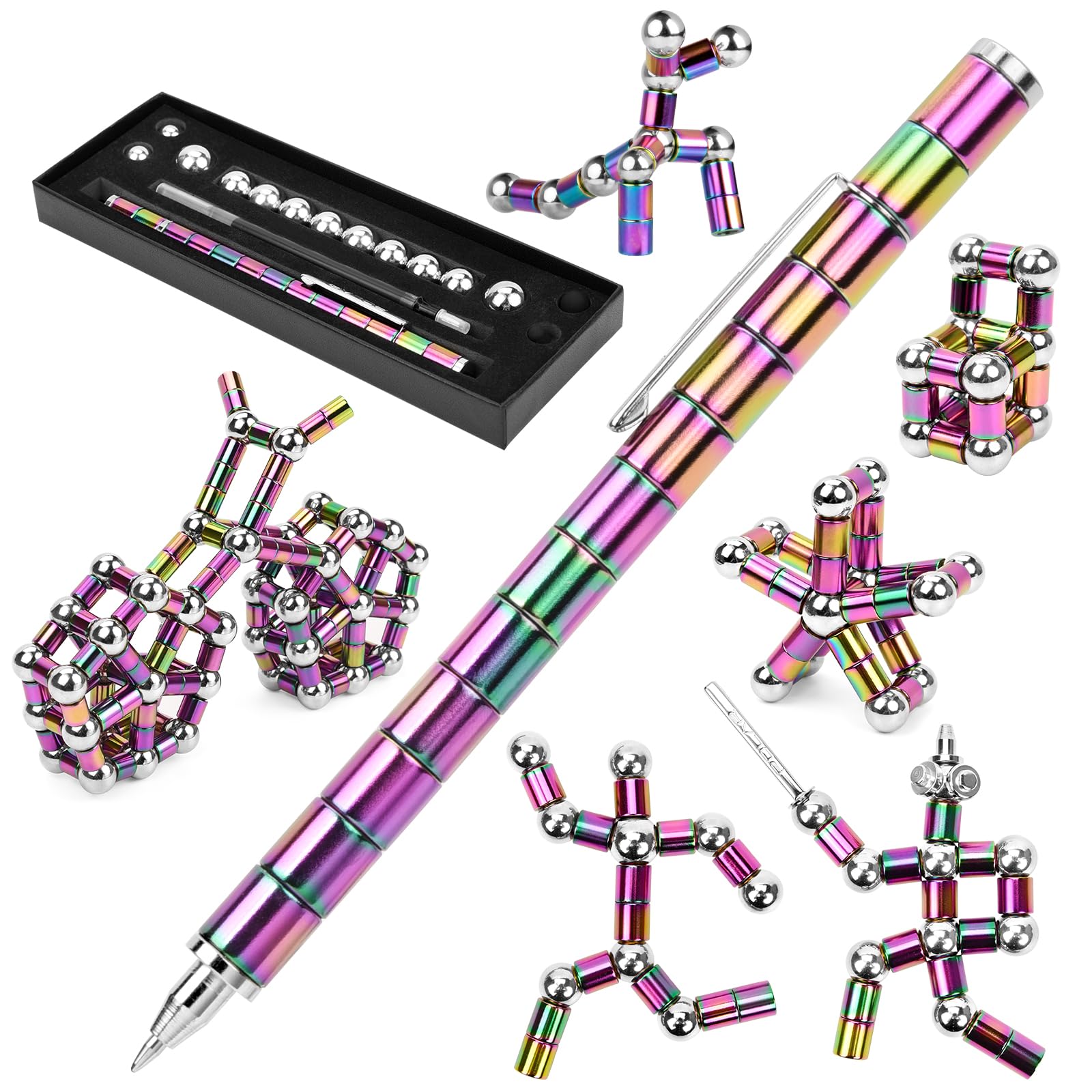 AFN Fidget Pen, Magnetic Fidget Cool Gadgets Pen, Decompression Magnet Pen Fidget Toy, Relieve Pressure Novel Toy Fidget Gift for Kids, Boys, Girls, Teens or Friends for Birthday Christmas (Mixcolor)