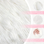 Faux Fur Fabric Christmas Fluffy Fuzzy Craft Shaggy Synthetic Plush Patch Sewing Fur Cuts for DIY Halloween Winter Costume Gnome Beard Miniature Dolls Costume Rugs Mats (White,60 x 18 Inch)