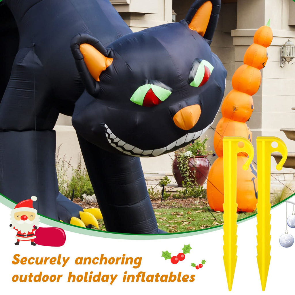 Inflatable Stakes and Tethers, Include Plastic Tent Stake, Tether with Hook Inflatable Spikes Christmas Halloween Holiday Party Decoration Accessories for Garden Yard Home Lawn Yellow (72 Pieces)