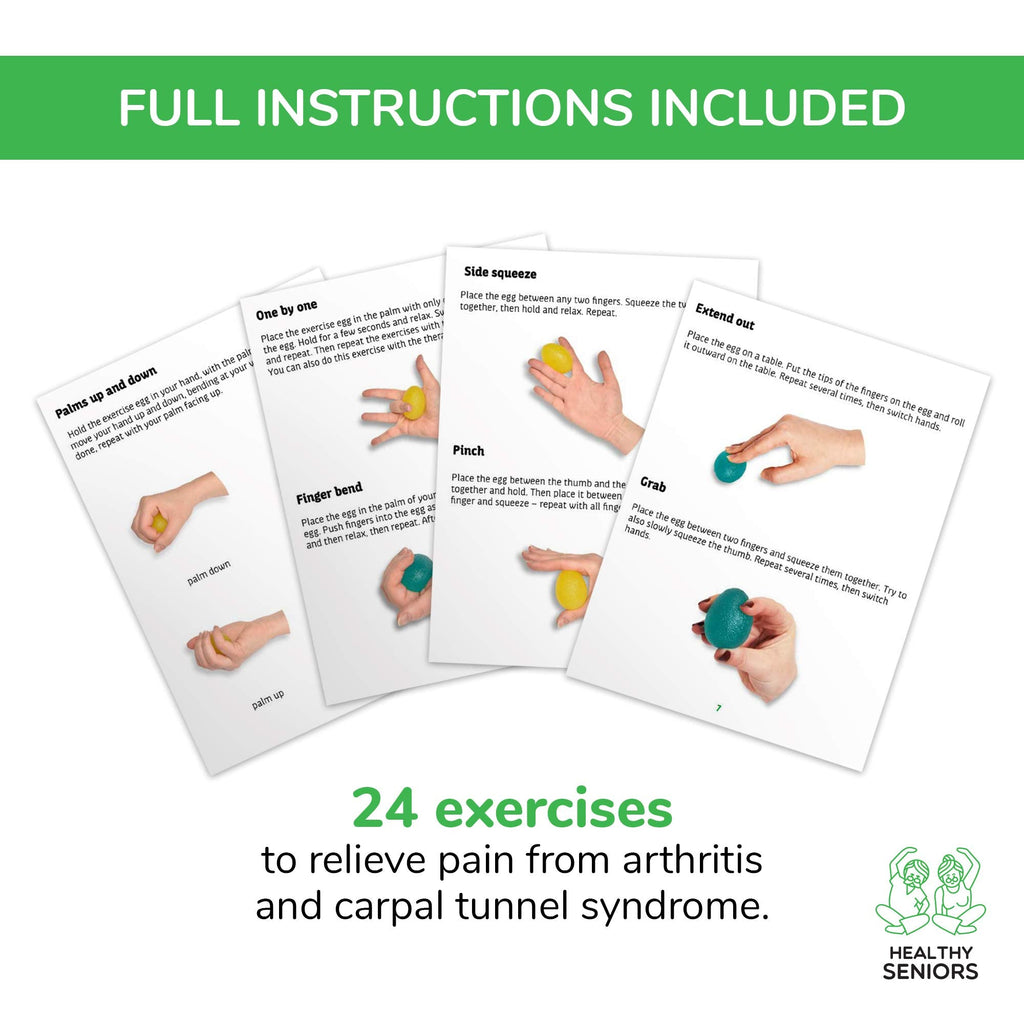 Healthy Seniors Physical Therapy Putty Kit, Finger Exercisers, and Hand Strengtheners. Improves Grip Strength, Dexterity, and Mobility. Supports Injury and Recovery Stress Relief