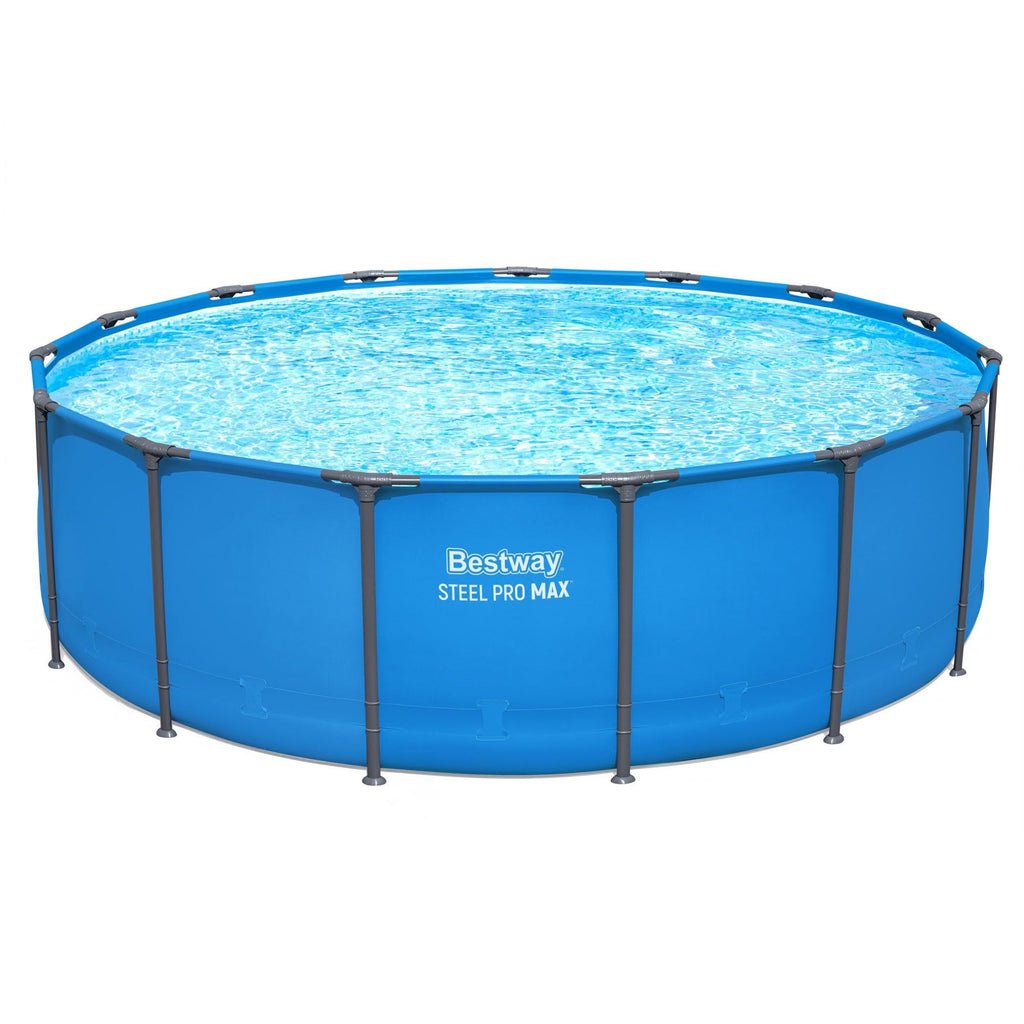 Bestway Steel Pro MAX 15’ x 48" Above Ground Pool, Round Metal Frame Outdoor Swimming Pool for Backyard, Blue, Pool ONLY