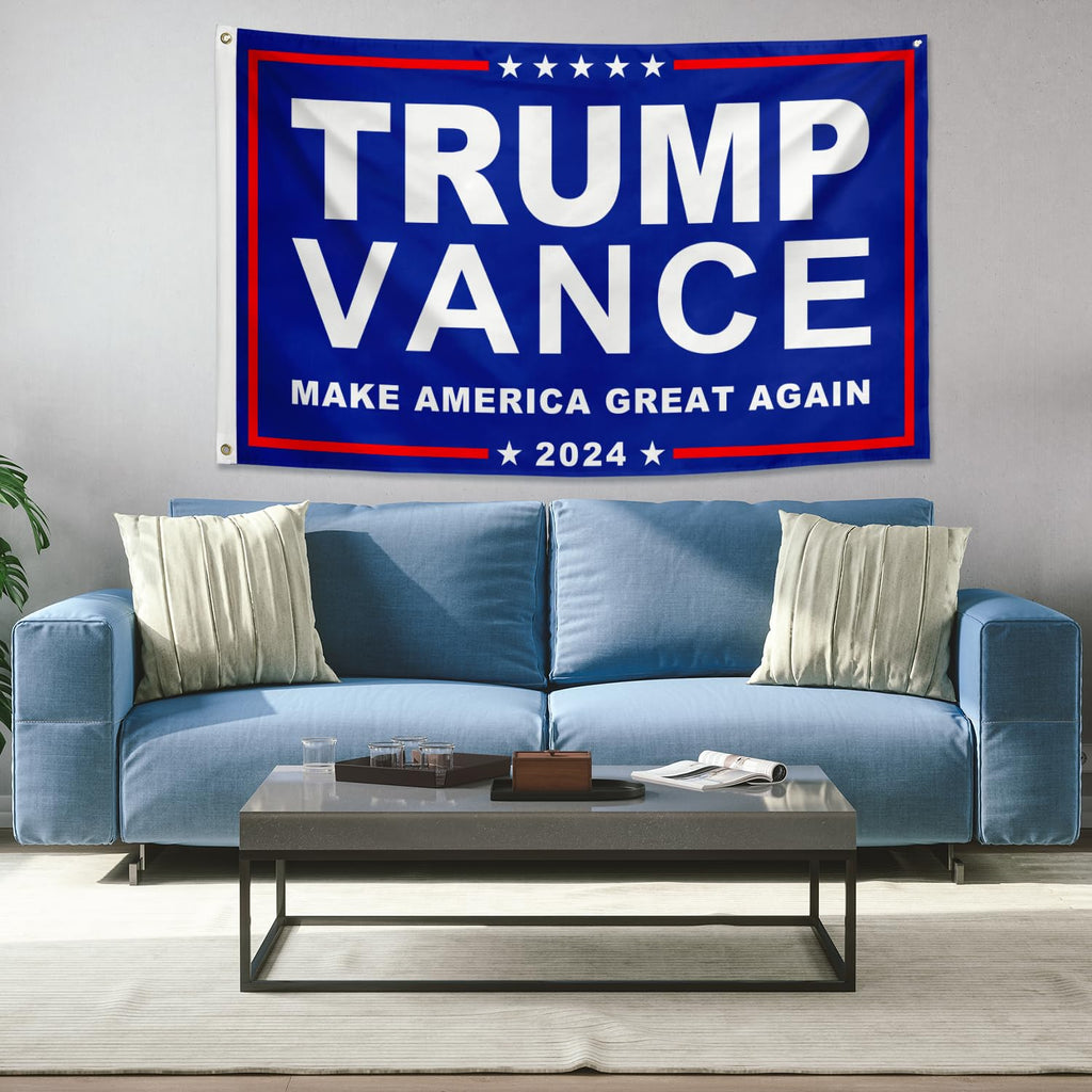 Trump Vance 2024 Flag 3x5 ft Trump JD Vance Flags President Flags MAGA with Brass Grommets Outside Outdoor Tapestry Poster Gift