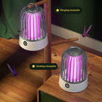Bug Zapper Indoor or Outdoor, Rechargeable Mosquito Zapper Control Insect Fly Zapper, USB Rechargeable Mosquito Repellent Outdoor Bug Zapper, Ultraviolet and Security Grid, for Bedroom, Grey
