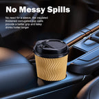 SIUQ 90 Pack - 8 oz Disposable Coffee Cups with Lids and Straws,To go Coffee Cups,Insulated Corrugated Paper Cups,Kraft Ripple Wall Cups for Hot Beverage or Cold Drinks -Champagne