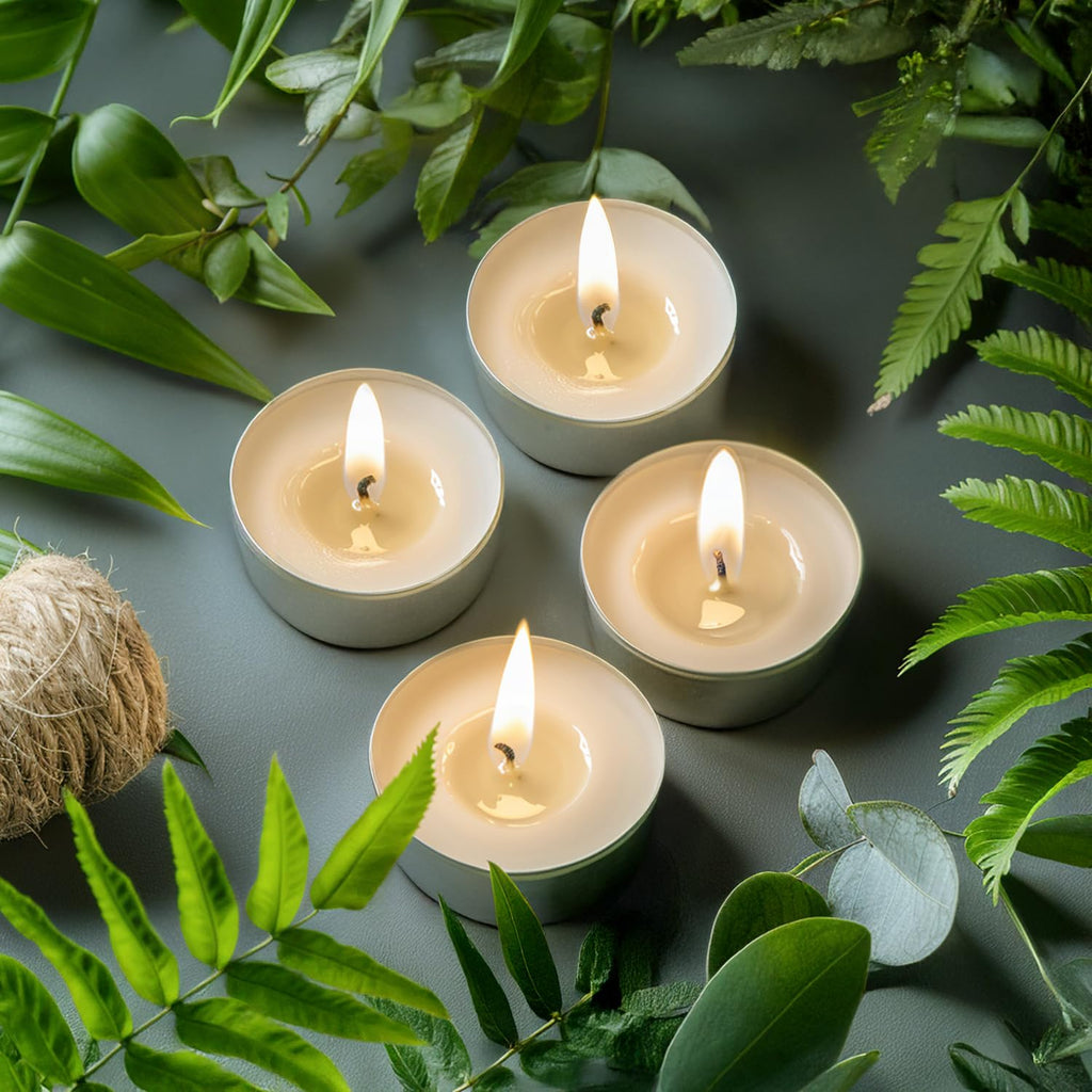 Unscented Tea Lights Candles 200 Pack,6 Hours Long Burning White Tea Candles Bulk,Non-Paraffin, Clean Burn, Smokeless, Palm Tealight Candles for Wedding,Centerpiece,Christmas Lights,Home Dceor