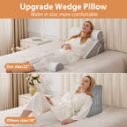 BIEEZZK Orthopedic Bed Wedge Pillow Set 4Pcs, Adjustable Memory Foam Wedge Pillow, Pillow Wedges for Post Surgery, Back Pain Relief, Triangle Pillows for Acid Reflux, Snoring, GERD, White/Grey