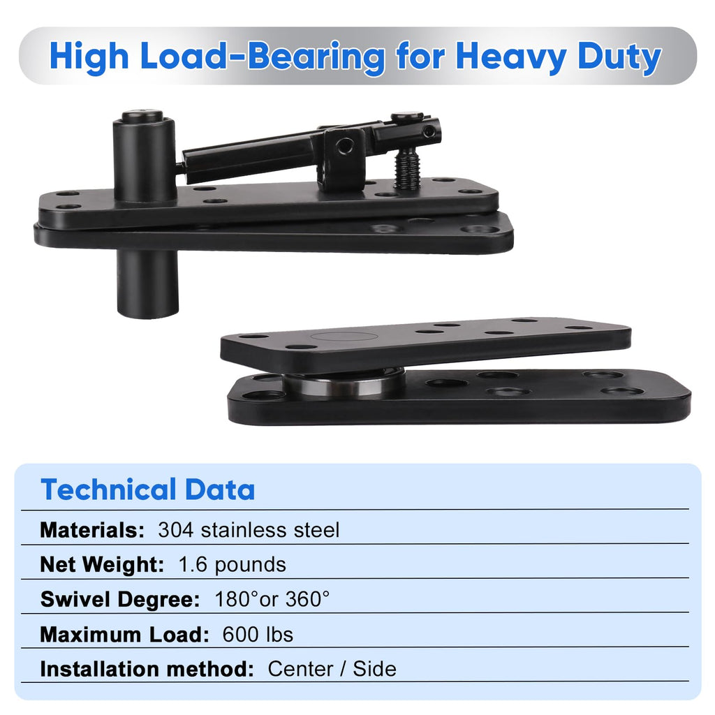 Hidden Door Hinge, Stainless Steel Pivot Hinge, Up to 570Lbs Load-Bearing, Hidden Door Bookcase Hinge, Heavy Duty Swinging Door Hinge 360° Rotation for Secret Door or Concealed Door