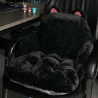 QYA Cute Chair Cushion, Soft Seat Cushions for Office Desk, Kawaii Chair Pillow for Gaming, Comfy Floor Seating for Adults, Bedroom Playroom Dining Living Room Decor, 17"x16.5", Black Cat