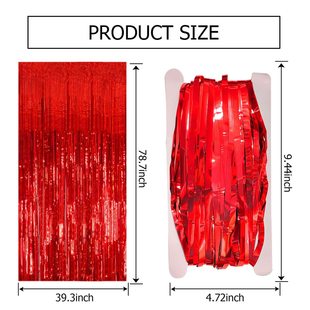 10 Pack Red Streamers Party Backdrop Christmas Decorations Foil Fringe Backdrop Curtains Carnival Casino Theme Birthday New Year Holiday Celebration Bachelorette Party Decorations Supplies