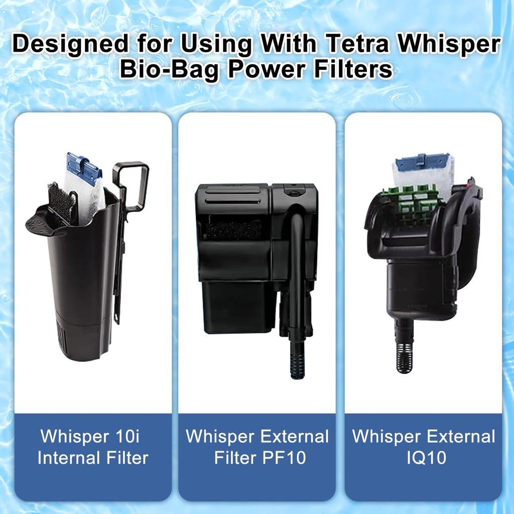 16 Pack Filter Cartridge for Tetra Whisper Bio-Bag Filters, Medium Replacement Filter Cartridges for Aquariums Compatible with Tetra Whisper Filters 10i / IQ10 / PF10 and 20 Gallons ReptoFilter
