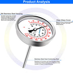 Uharbour 3" Dial Fully Stainless Steel Thermometer for Pot, Kettle, Brewing Bimetal,6" Stainless Steel Stem, 0-250 deg F/-20-120 deg C, Accuracy +/-1%, Adjustable, 1/2" NPT Back Mount(2 Pcs)