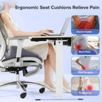 Seat Cushion for Relief Sciatica - Memory Foam Cushion for Office Chair, Hip & Coccyx Pain Relief for Long Sitting,2025 Upgraded Large Seat Cushion for Soft Support,Suitable for Game Chair/Wheelchair
