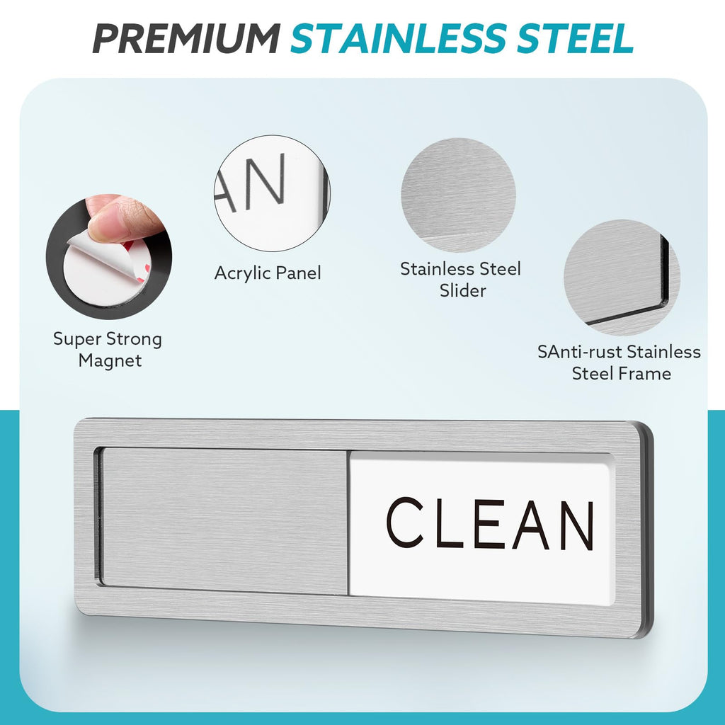 Dishwasher Magnet Clean Dirty Sign, Strong Magnet Non-Scratch Clean Dirty Magnet for Dishwasher, Easy to Read & Slide