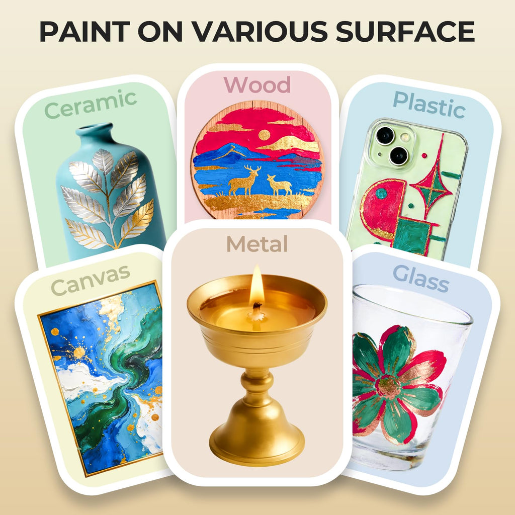 Nicpro Metallic Gold Acrylic Paint, 69oz/2040ml Large Gold Leaf Paint, Non Toxic, Non Fading Craft Paints for Metal, Wood, Clay, Fabric, Canvas, Furniture, Handcrafts, Art Supplies