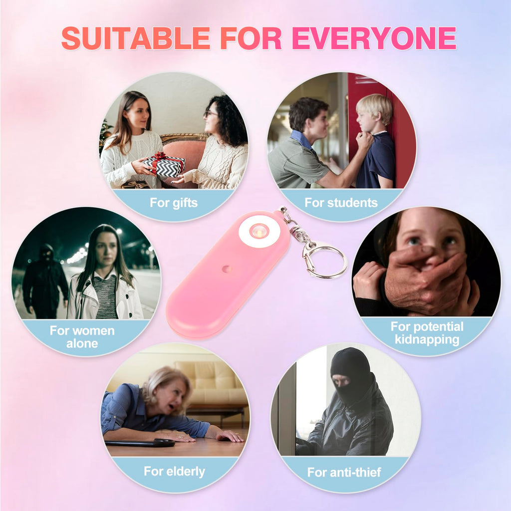 MtMinn Personal Safety Alarm for Women - 130dB Self Defense Keychains Siren Whistle, Replaceable Battery with SOS LED Strobe Light - Emergency Security Safe Protection Devices for Kids Elderly