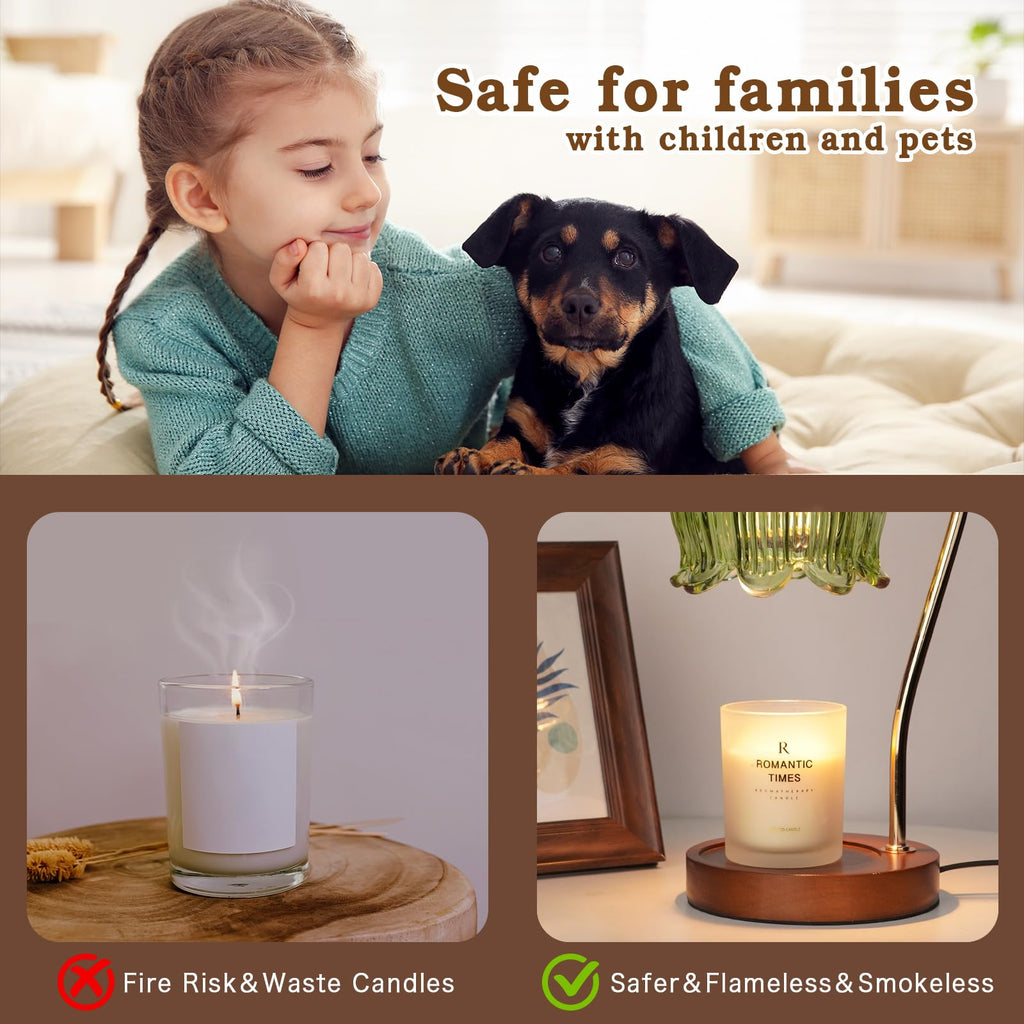 Dimmable Flower Candle Warmer Lamp with Timer, Pink Candle Lamp Warmer for Jar Candle, 2024 Womens Gifts for Christmas, Xmas Gifts for Mom Unique, Home Decor for Bedroom Living Room Decor Aesthetic