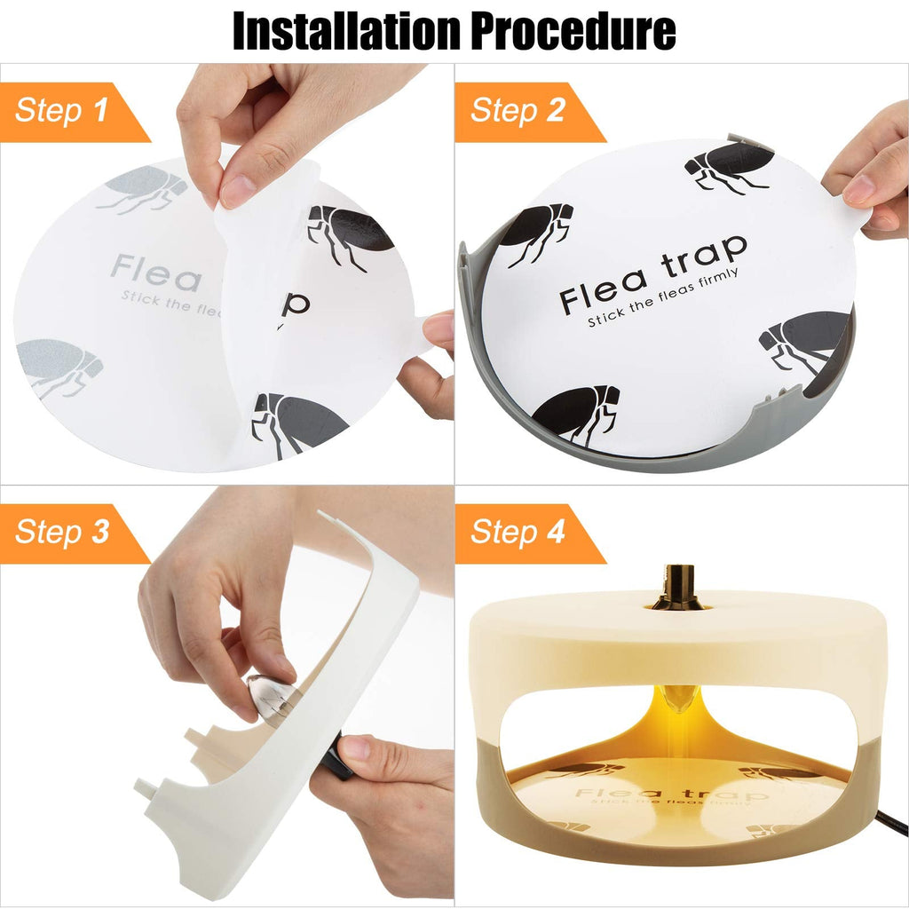 Flea Trap, Sticky Flea Traps for Inside Your Home, Odorless Non-Toxic Natural Flea Killer Trap Pad Bed Bug Trap Light Bulb Pest Control for Home House Inside, Safe for Children Pet Dog Cat(2 Pack)
