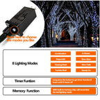 Upgraded 33FT 100 LED Christmas String Lights Outdoor & Indoor, Extendable Waterproof White Lights with Memory Function & Timer & 8 Modes for Christmas Tree Holiday Party Garden Decor (Cool White)