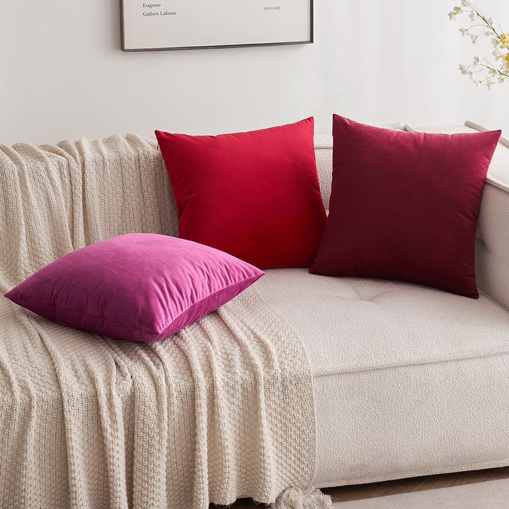 MIULEE Pack of 2 Velvet Soft Solid Decorative Square Throw Pillow Covers Set Christmas Cushion Cases Pillowcases for Sofa Bedroom Couch Car18x18 Inch 45x45 Cm