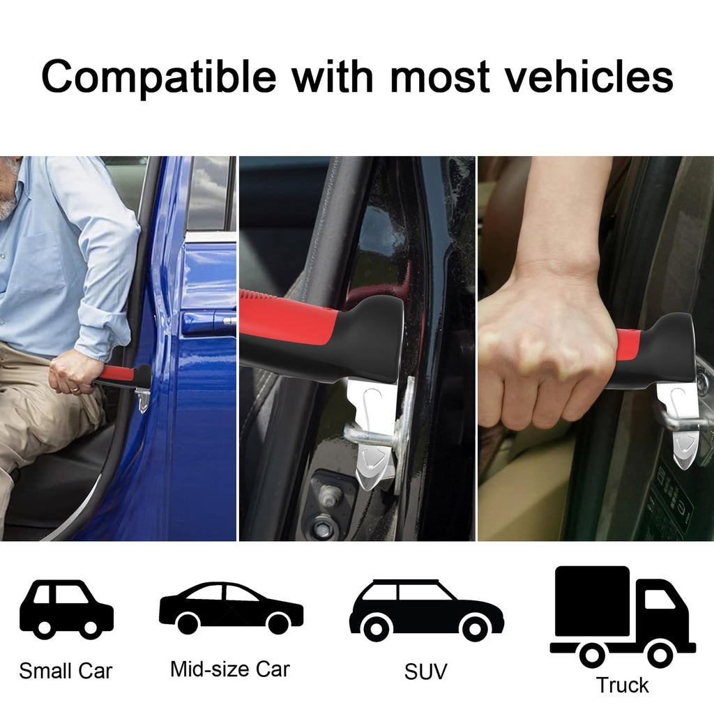 Gantok Versatility Auto Cane Vehicle Support Handle for Elderly and Handicapped Portable Automotive Door Assist Handles with LED Light, Seatbelt Cutter, and Window Breaker