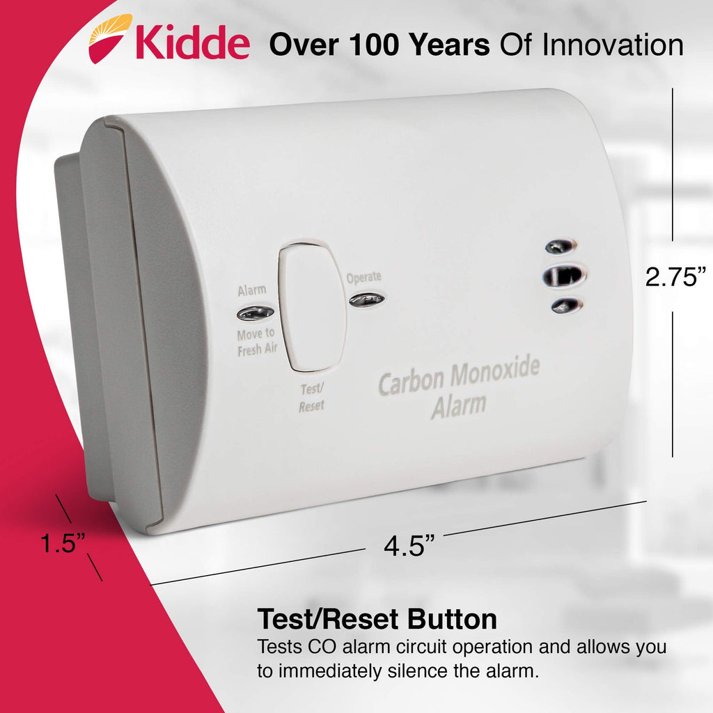 Kidde Carbon Monoxide Detector, Battery Powered CO Alarm with LEDs, Test-Reset Button, Low Battery Indicator, Portable, 6 Pack
