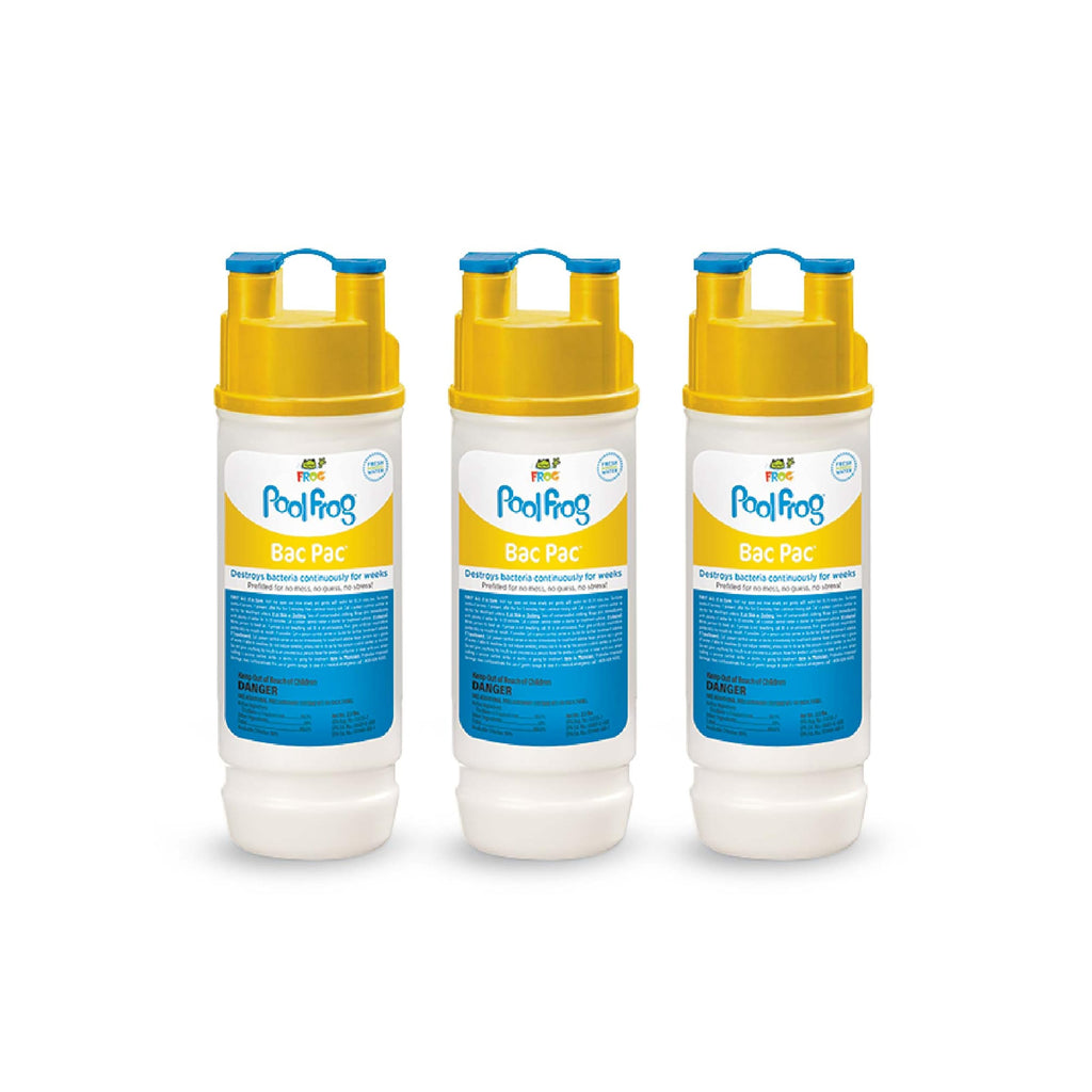 FROG Bac Pac Replacement Chlorine Cartridges for use with Pool FROG Model 5400 and 6100 Cyclers - Prefilled for Easy & Convenient Pool Sanitizing & Water Care - 3 Pack
