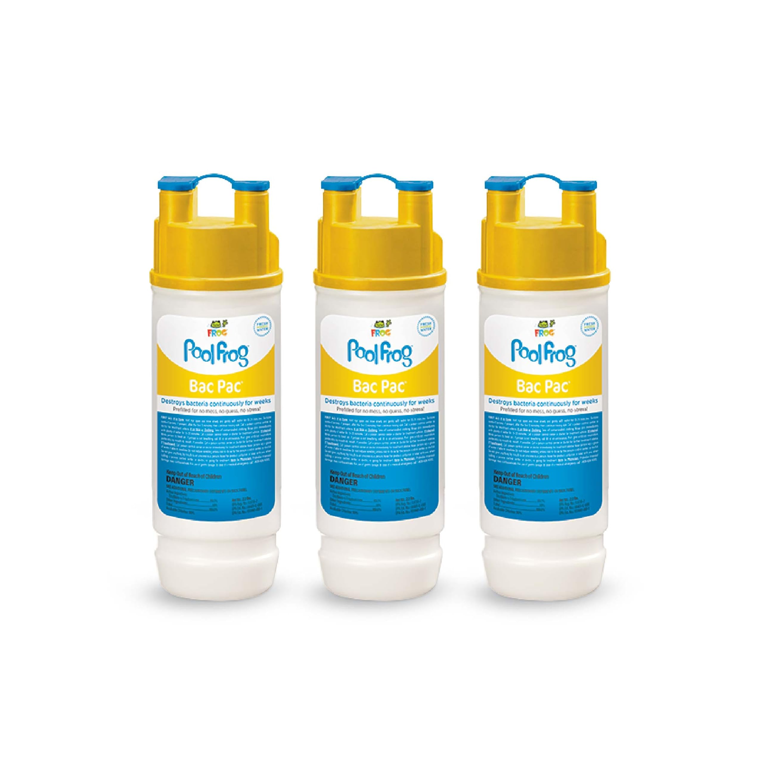 FROG Bac Pac Replacement Chlorine Cartridges for use with Pool FROG Model 5400 and 6100 Cyclers - Prefilled for Easy & Convenient Pool Sanitizing & Water Care - 3 Pack