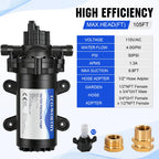 ECO-WORTHY 33-Series Industrial Water Pressure Pump 110V AC 4.0GPM 50PSI RV Fresh Water Diaphragm Pump include Garden Hose Adapters for Irrigation Marine Boat Sprinkler Faucet