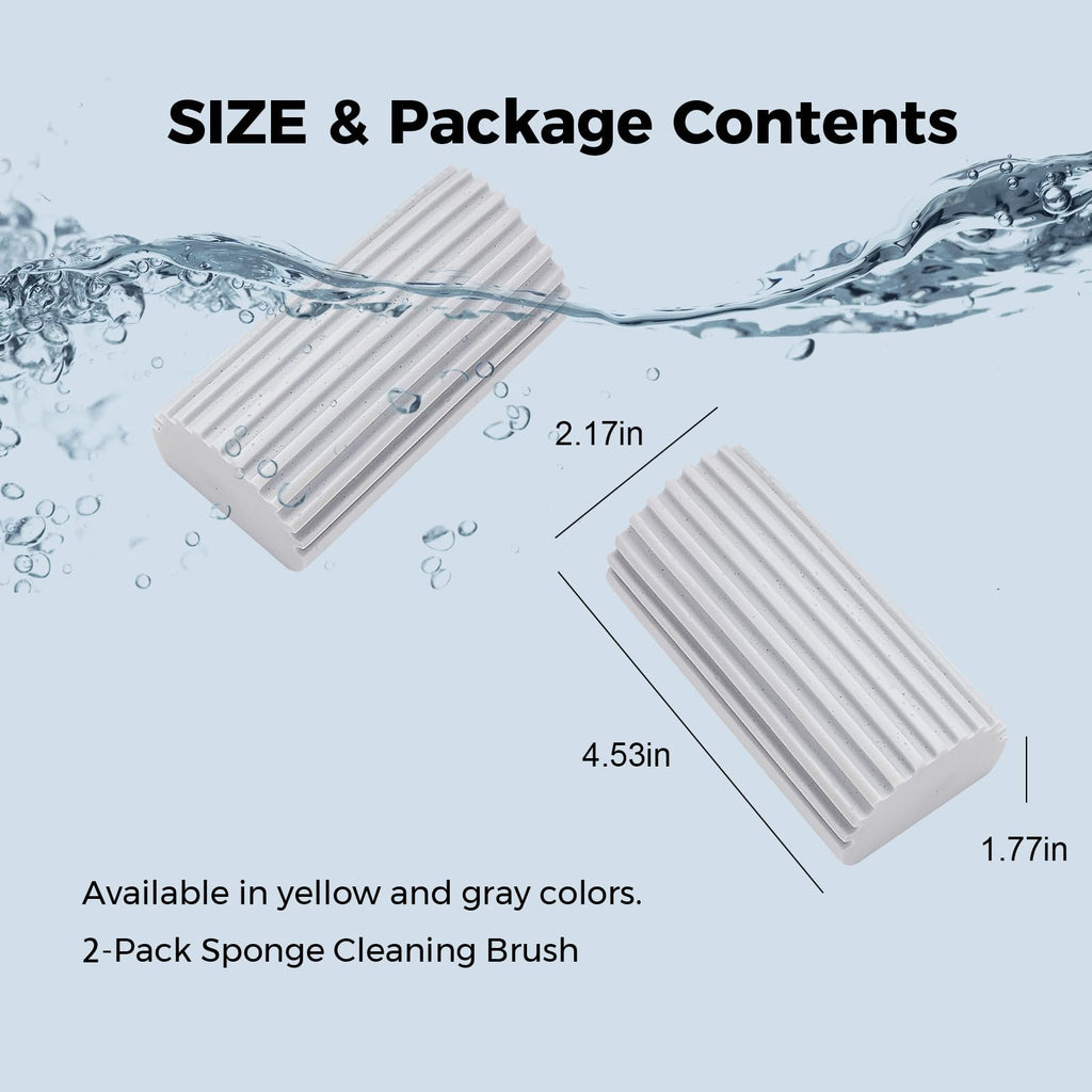 Jeymei 2-Pack Damp Clean Duster Sponge, Sponge Cleaning Brush, Duster for Cleaning Blinds, Glass, Baseboards, Vents, Railings, Mirrors, Window Track Grooves and Faucets
