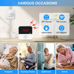 WiFi Rechargable Smart Wireless Caregiver Pager Call Button System Nurse Calling Alert System for Elderly Patient Seniors Disabled Kids 2 SOS Panic Buttons 1 Receiver (only Supports 2.4GHz Wi-Fi)