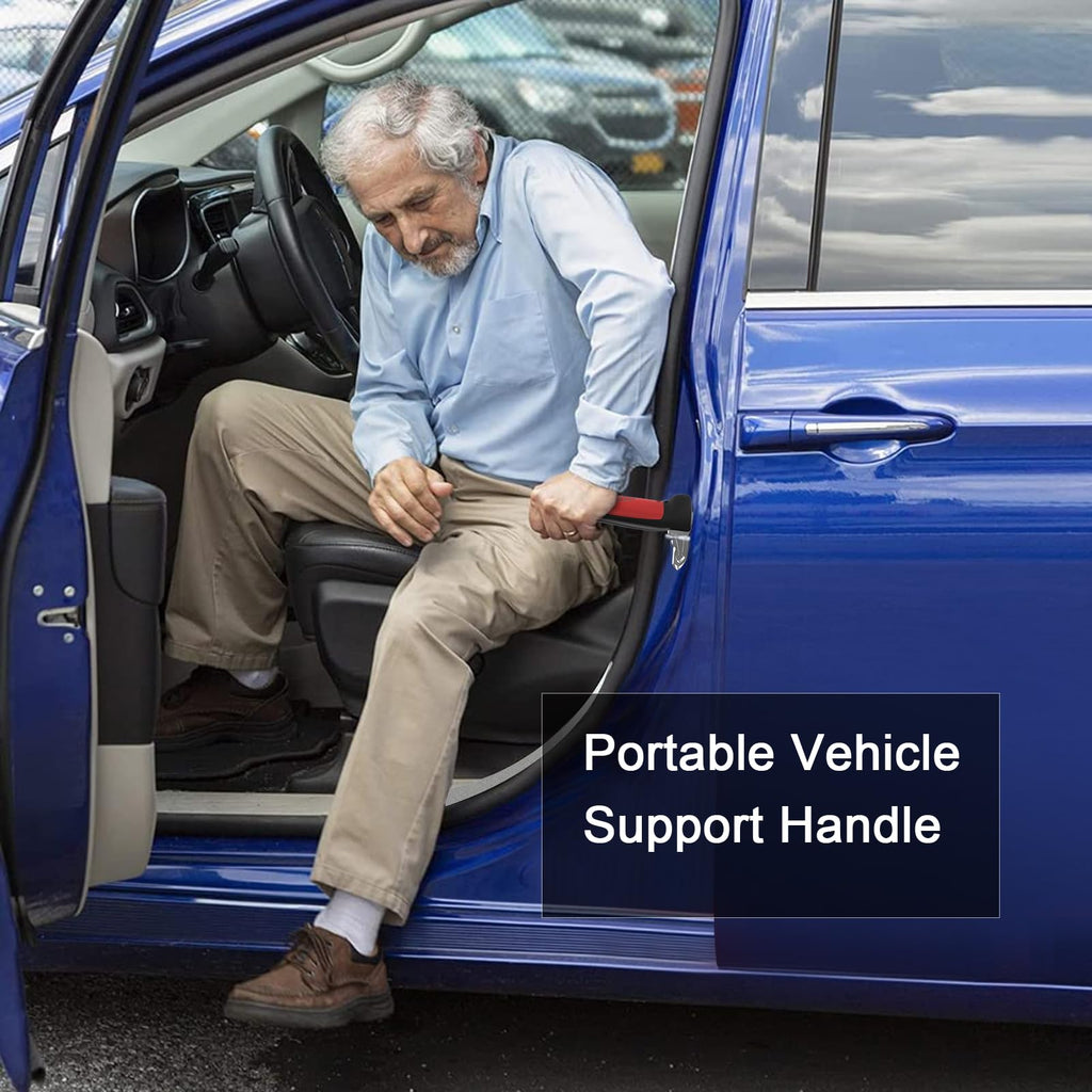 Gantok Versatility Auto Cane Vehicle Support Handle for Elderly and Handicapped Portable Automotive Door Assist Handles with LED Light, Seatbelt Cutter, and Window Breaker