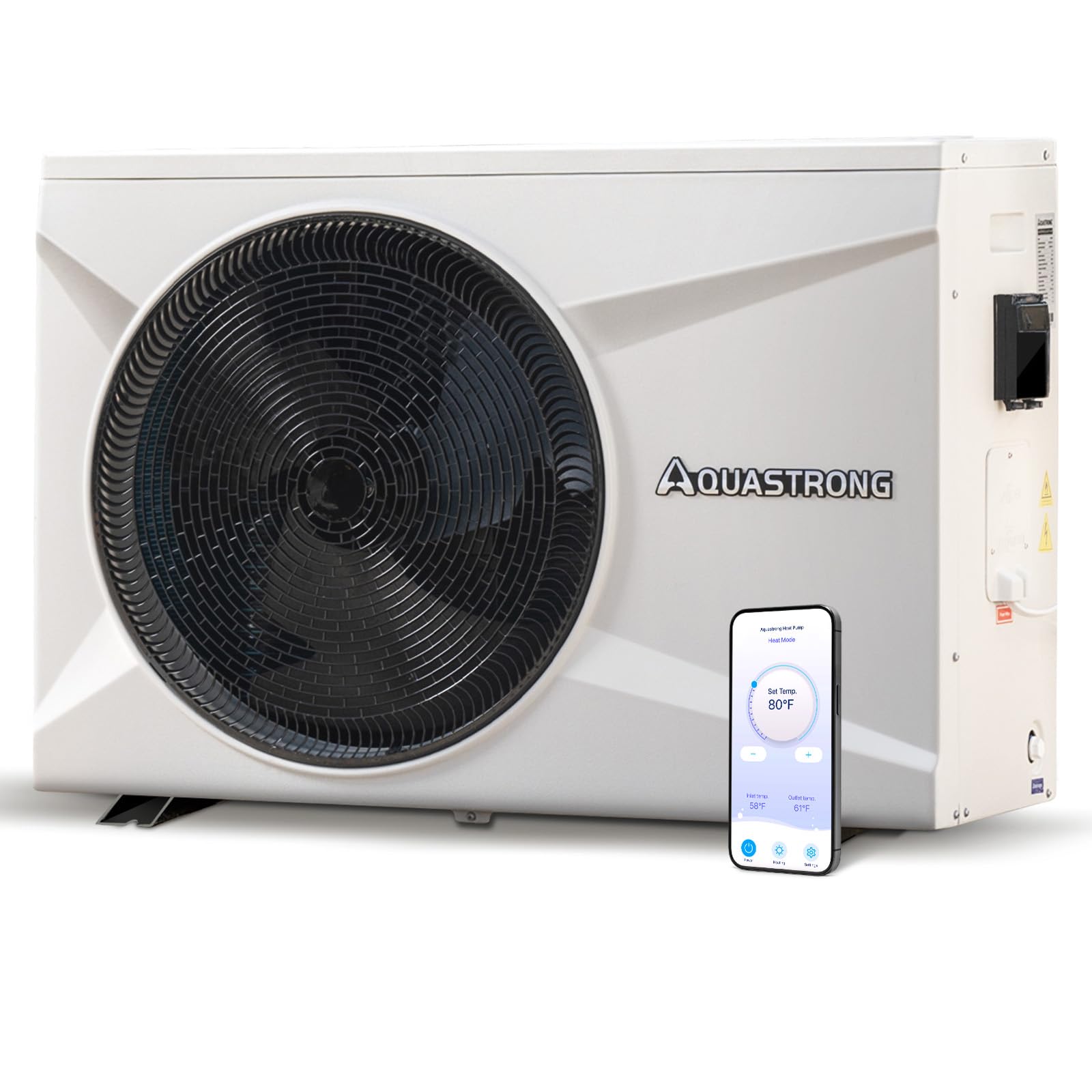 AQUASTRONG Inverter Swimming Pool Heat Pump,Pool Heater for Above Ground and Inground Pool Heating Smart WiFi Control and Cooling Pool Heater Pools Up to, 21000 Gallons
