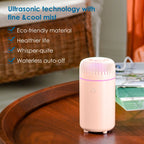 Car Diffuser Humidifier Aromatherapy Essential Oil Diffuser Car Air Freshener Diffuser USB Cool Mist Mini Portable Diffuser for Car Home Office Bedroom (Pink)