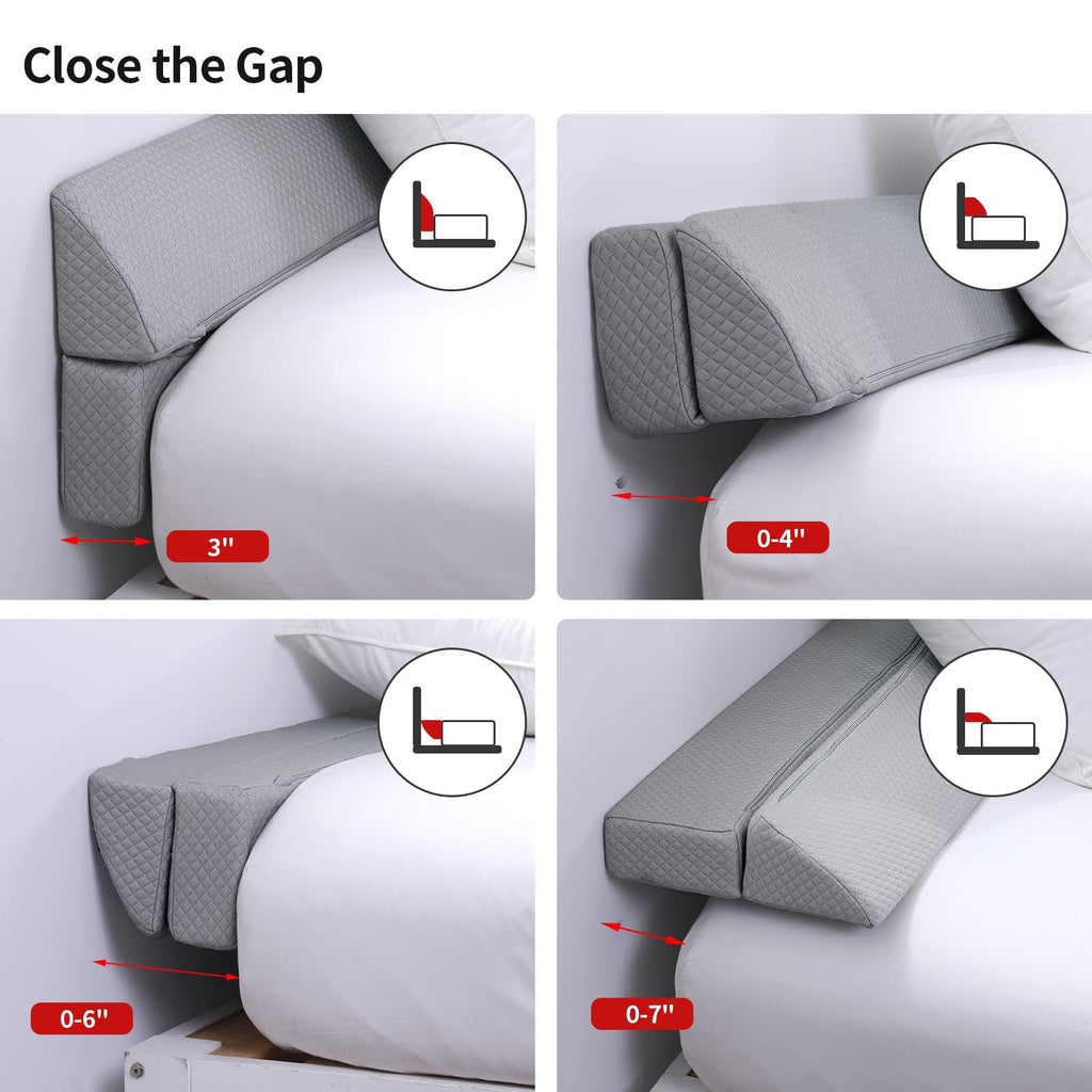 MABOZOO Pillow Wedge for Headboard Gap,Light Grey Bed Wedge Gap Filler King Size,Foldable Bed Wedge Pillow for Headboard, Foam Mattress Gap Filler,76"x6"x6"