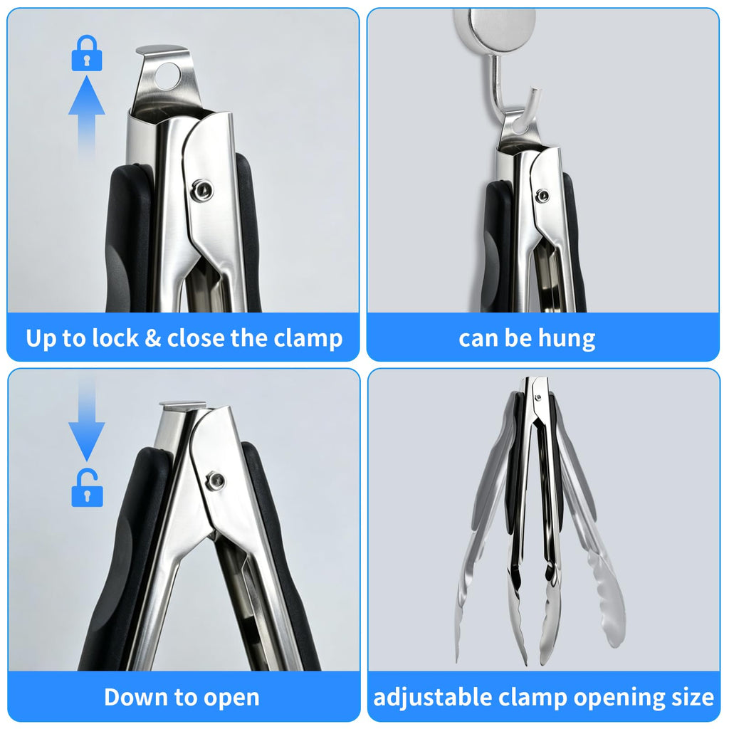 AskBed 2 Pcs 9/12 Inch Kitchen Tongs for Cooking, BBQ & Salad