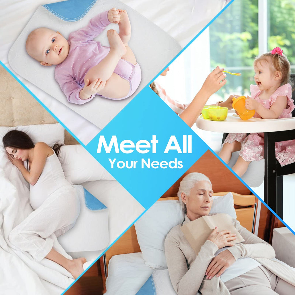 Mancosi Reusable Incontinence Bed Pads 34"X52", washable bed pad, Heavy Absorbency (4-Layer) Waterproof Bed Pads (2 Packs), nonslip & Skin-friendly, Multi-scenes tailor to Kids, Adults, Elderly & Pets