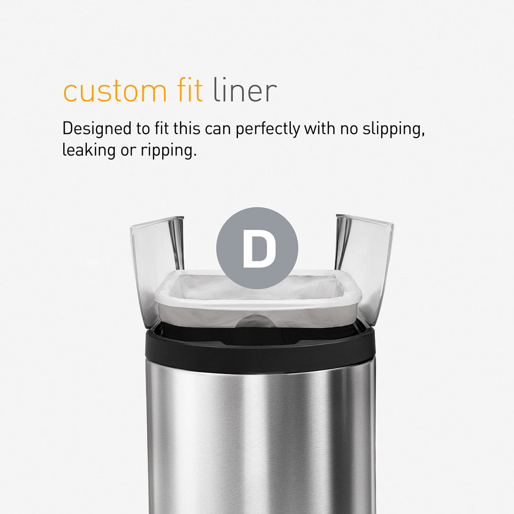 simplehuman Code D 100 Count, Genuine Custom Fit Liners, Drawstring Trash Bags in Dispenser Packs, 20 Liter / 5.3 Gallon, White