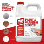 Max Strip Paint & Varnish Stripper 32oz - Paint Stripper for Multiple Layers of Acrylic, Latex, Oil & Water-Based Paints, varnishes. for Wood, Metal, Masonry, Plaster, Tile, molding.