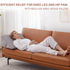 Bedluxe Knee Wedge Pillow, Memory Foam Leg Pillow Knee Pillow for Back Sleeping, Wedge Pillow for Legs Post Surgery, Triangle Pillow for Knee Support, Leg Elevation, Knee Hip Back Pain Relief, Grey
