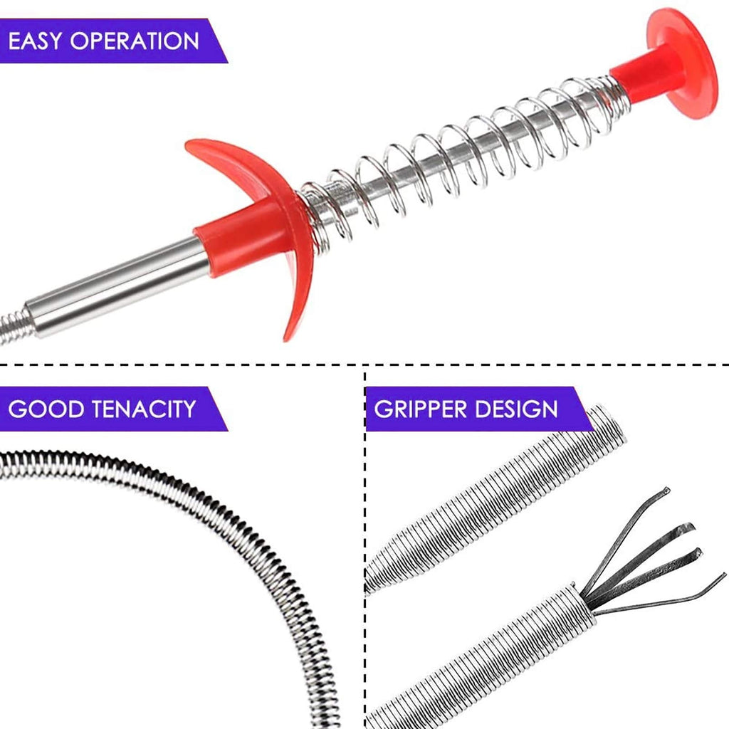 Drain Snake, Drain Clog Remover - Gutter Cleaning Tools Drain Cleaner for Toilet Sewer Shower Kitchen Bathroom Tub Clogged Drains Opener Cleaning Tool, Flexible Grabber Claw Pick Up Reacher (35 inch)