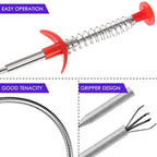 Drain Snake, Drain Clog Remover - Gutter Cleaning Tools Drain Cleaner for Toilet Sewer Shower Kitchen Bathroom Tub Clogged Drains Opener Cleaning Tool, Flexible Grabber Claw Pick Up Reacher (35 inch)