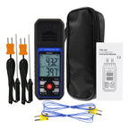 Thermocouple Thermometer Digital K Type Thermometer with 4 Thermocouples, -328~2500℉ Measuring Range HVAC Thermometer Dual Channels Temperature Meter Gauge with LED Backlight & ADJ Compensation