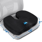 Seat Cushion for Office Chair & Car - Memory Foam Coccyx Support Pillow with Non-Slip Cover, Sciatica & Lower Back Pain Relief,Ergonomic Seat Pad for Long Drives (Medium Firm-Black)