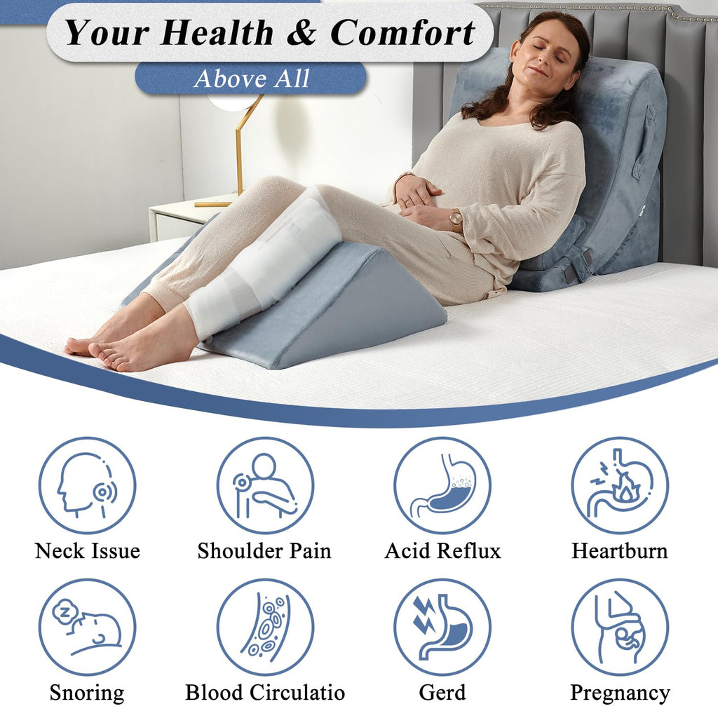 Axelrod Orthopedic Bed Wedge Pillow Set, Post Surgery Foam for Back, Neck and Leg Pain Relief Comfortable & Adjustable Ortho Pillows- Anti Snoring, Heartburn, Acid Reflux & GERD Sleeping Navy