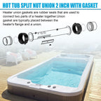 UASAM 2" Spa Hot Tub Heater Split Nut Unions with Screws & Heater Gasket, Split Nut for Hot Tub and Spa Replacement Part, Suitable for 2-inch Heater Assemblies - 2 Pack